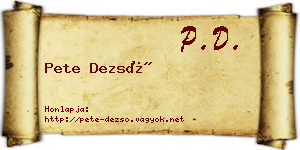Pete Dezső névjegykártya